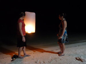 Us letting off a Chinese lantern on Koh Samui beach