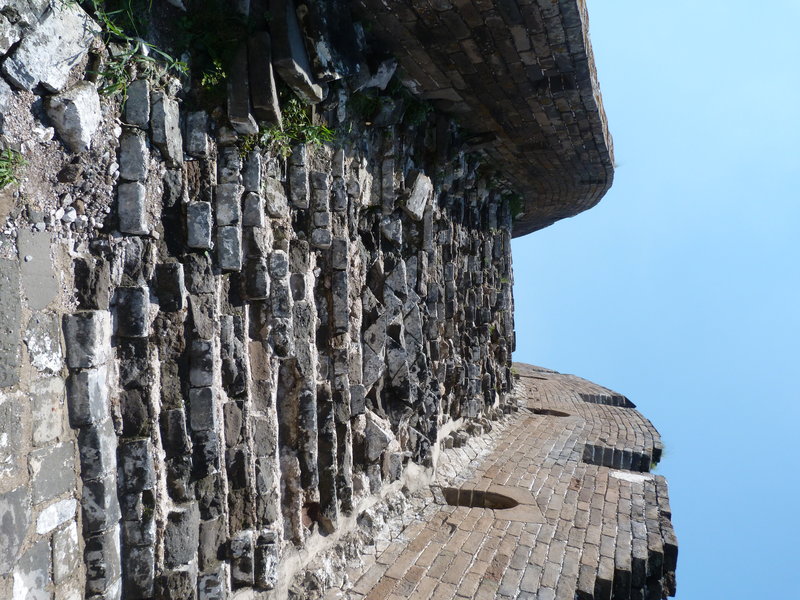 The steep, original steps on the wall