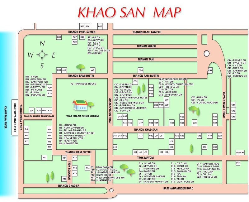 Map of Khao San road