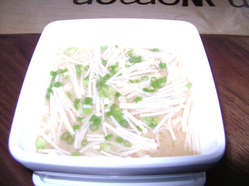 Enoki mushroom and tofu soup