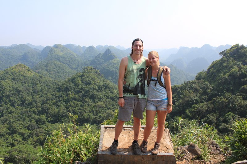 Ty + Becs at the Cat Ba NP lookout