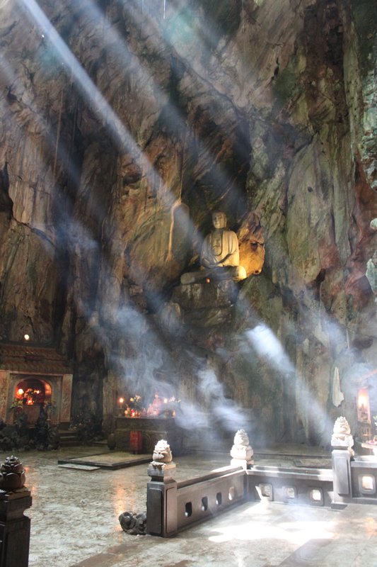 Light shining into temple cave