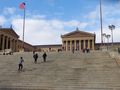 Rocky running steps that lead to the museum.