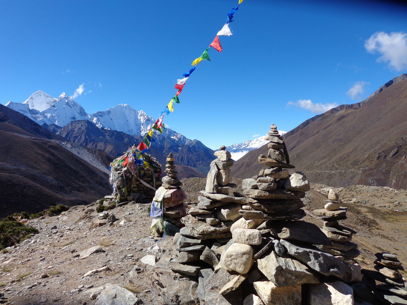 Prayer flags and stones...