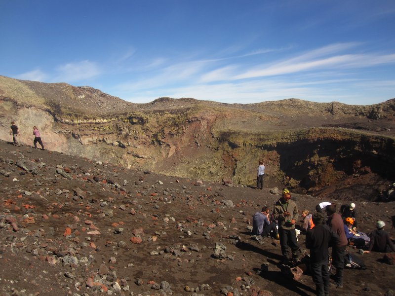 Group at the crater