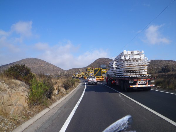 Mining trucks on Ruta 5 north of La Serena