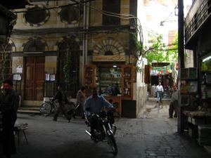 Motorbike in souq, Damascus