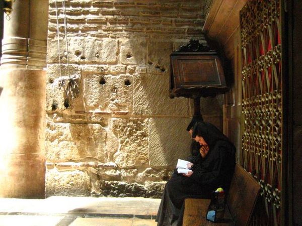 Bible-reading in the Church of the Sepulcher, Jerusalem