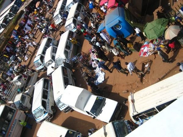 Traffic - lightly backed up - in Kampala