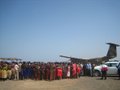 The Turkana, Samburu, El Molo and Rendille tribes greeting the Prime Minister's plane