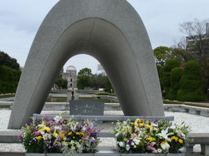 Memorial, eternal flame, and Hiroshima dome
