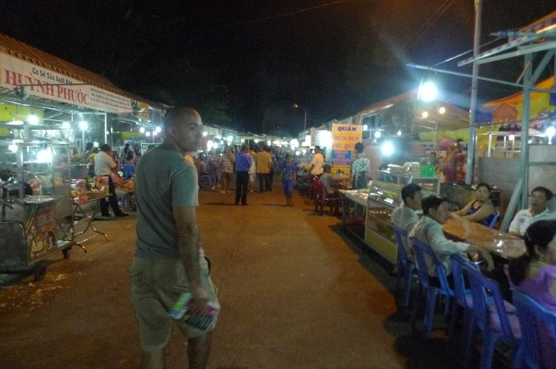The night market street is lined with numerous reasonably priced, excellent food vendors.