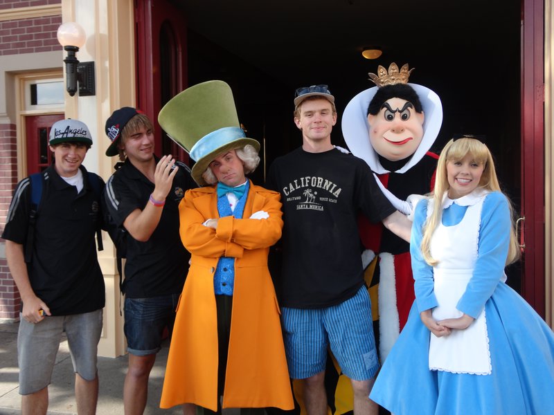 with the characters from alice in wonderland