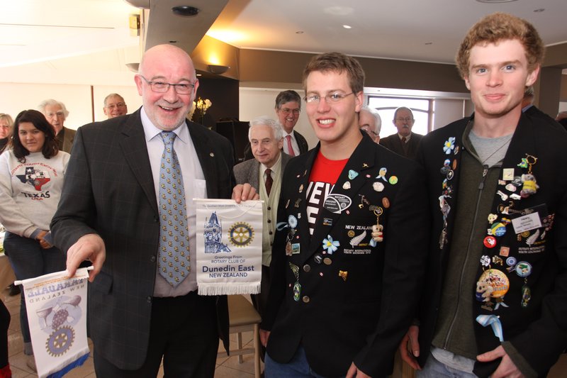 Felix Spirlet (Club President), Chris and Me handing over our rotary banners from NZ