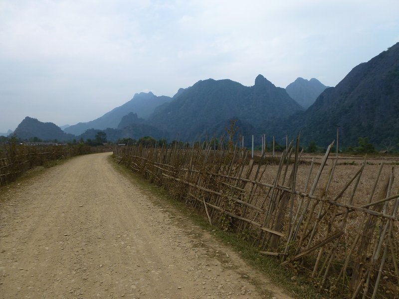 Cruising the countryside around Vang Vieng on our motorbike