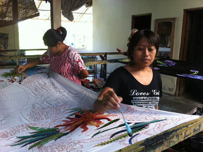 Work being done on a batik piece