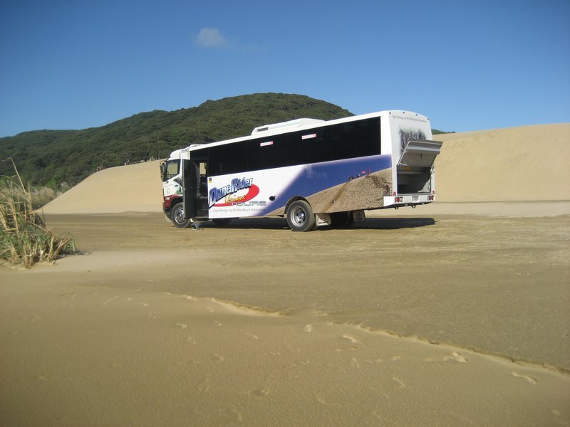 bus on a beach