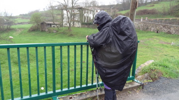 Jacqui coverd against the rain