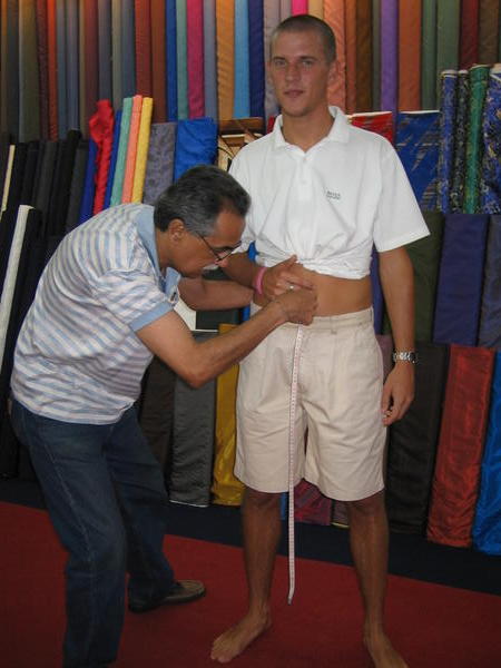 Steve getting measured up! For the Suit!