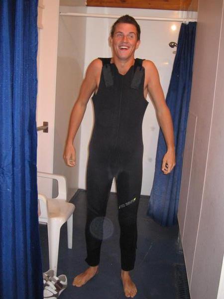 Sexy Steve getting into wet suit