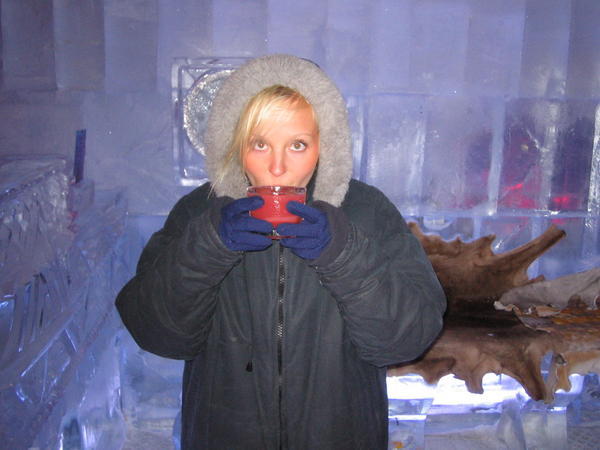 Amanda drinking the Polar Blair