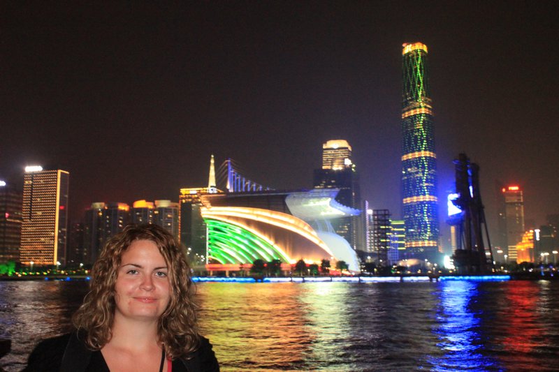Ciara and the Guangzhou skyline