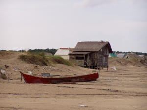 Huse på stranden i Valizas