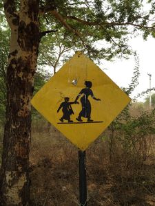 Mother baby crossing