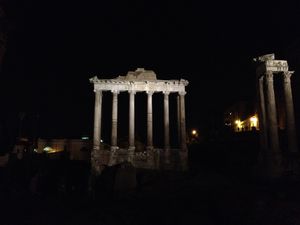 Roman forum at night