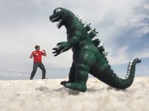 Fighting Godzilla in the Salt Desert!