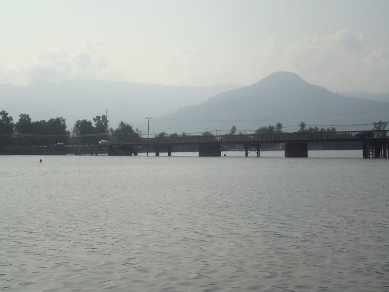 The Old Bridge with mountains