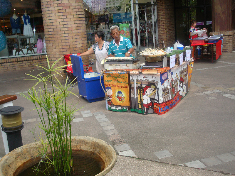 Food stands outside mall