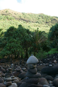 a cairn on Hanakapiai beach
