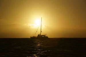 sailboat against the sunset