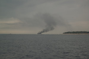 burning shipwreck on the morning of July 18th 2014