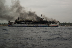 burning shipwreck
