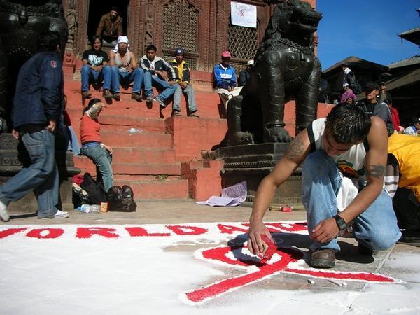 Activistas contra el HIV en Durbar Square