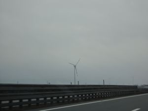wind turbine along highway