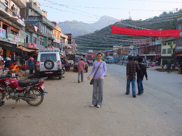 Walking down the street in a small country town just out from Pokhara