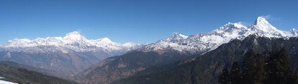 A panoramic view of the Annapurna Mountain Range