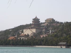 View of the Tower of the Fragrant Buddha across Lake Kunnan