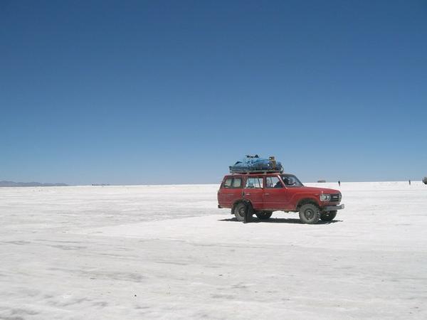 Our 4WD on the salt flats