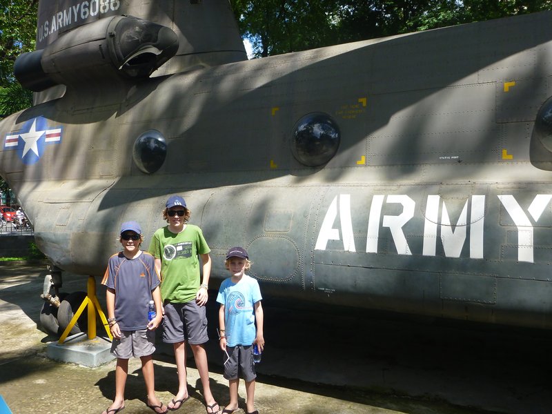 The boys exploring The War Remnants Museum in Ho Chi Minh