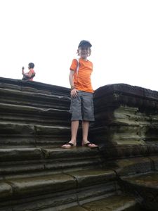 61 Hunter made hard work of the steps at Angkor Wat