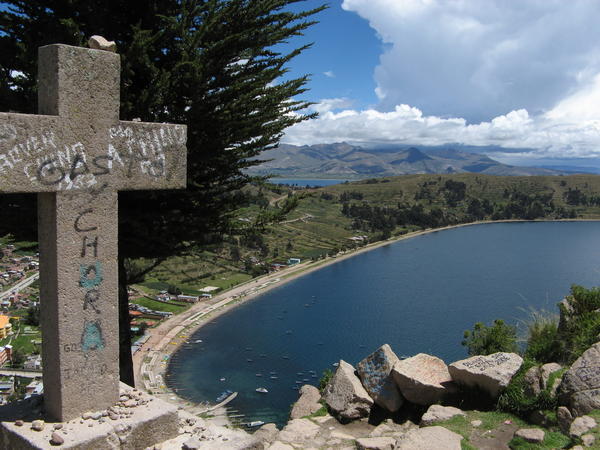 view from hills surrounding Lago Titicaca