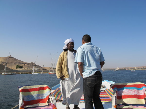 Tutu and Ashraf on Tutu's Boat