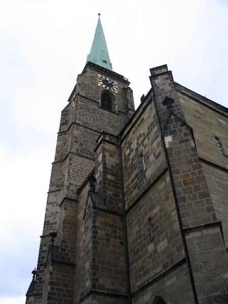 The spire of 13th century  Church of St Bartholomew