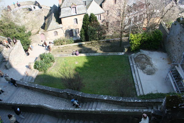 Looking down from the Abbey into the "town"