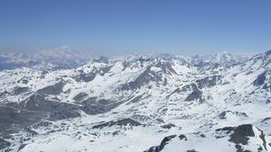 View across Val Tho towards the Mont Blanc