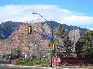 The Flatirons rising above Boulder